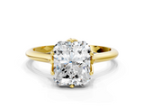 Yellow gold Radiant Solitaire Cathedral Diamond Ring with Six-Prong Setting_25