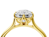 Yellow gold Radiant Solitaire Cathedral Diamond Ring with Six-Prong Setting_29