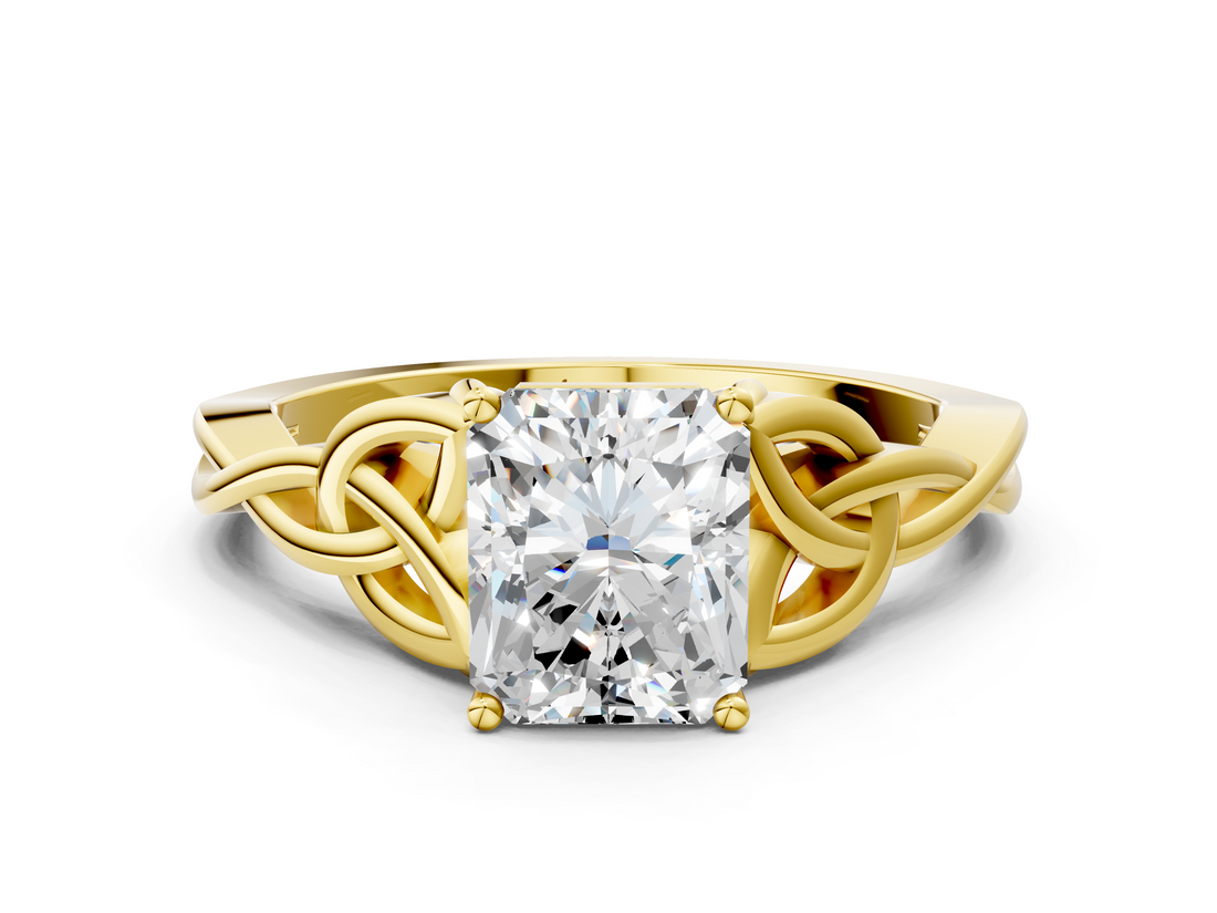 Yellow gold Radiant Solitaire Celtic Knot Engagement Ring with Four-Prong Setting_77
