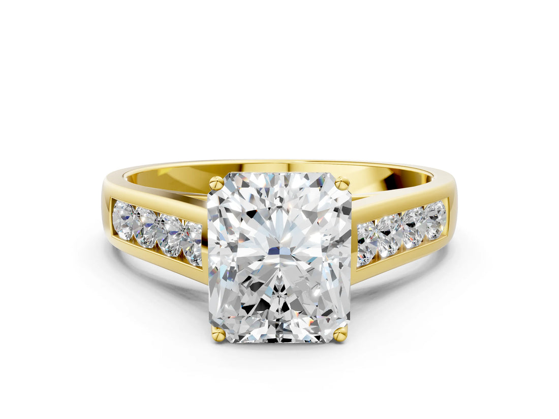 Yellow gold Radiant Solitaire Channel-Set Diamond Engagement Ring with Four-Prong Setting_31