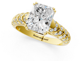 Yellow gold Radiant Solitaire Chevron Pave Diamond Engagement Ring with Six-Prong Setting_4