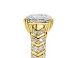 Yellow gold Radiant Solitaire Chevron Pave Diamond Engagement Ring with Six-Prong Setting_8