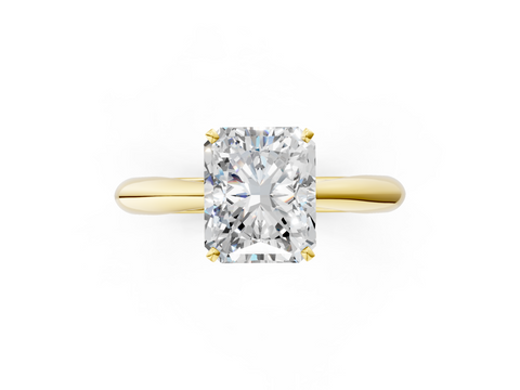 Yellow gold Radiant Solitaire Diamond Engagement Ring with Cathedral Setting and Four-Prong Mount on a Classic Band_111