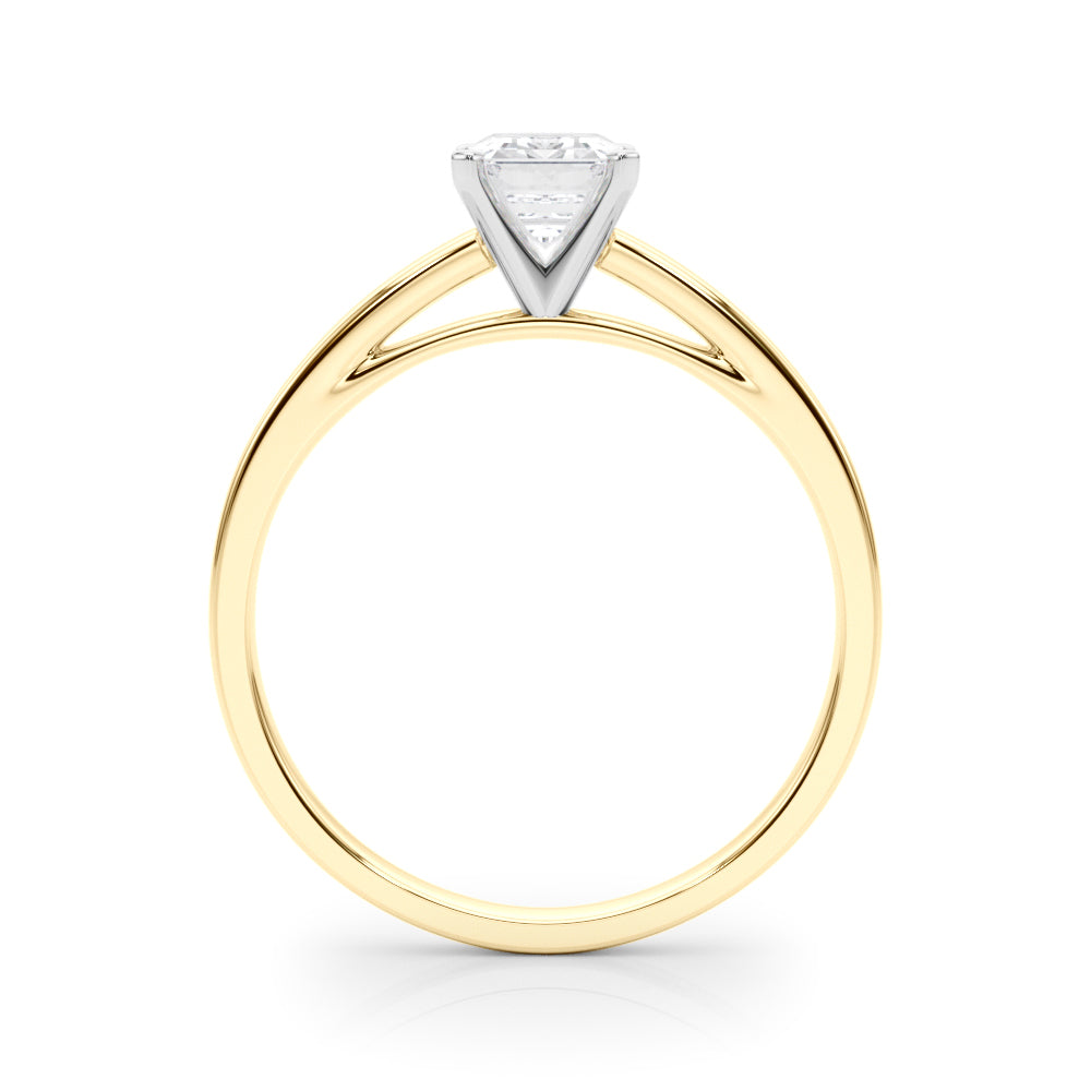 Yellow gold Radiant Solitaire Diamond Engagement Ring with Four-Prong Setting on a Classic Band 2