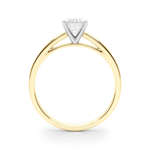 Yellow gold Radiant Solitaire Diamond Engagement Ring with Four-Prong Setting on a Classic Band 2