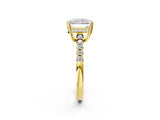 Yellow gold Radiant Solitaire Diamond Engagement Ring with Pavé Band and Six-Prong Setting_26