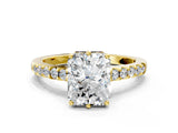 Yellow gold Radiant Solitaire Diamond Engagement Ring with Pavé Band and Six-Prong Setting_27