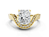 Yellow gold Radiant Solitaire Diamond Engagement Ring with Pave Band and Four-Prong Setting 1