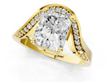 Yellow gold Radiant Solitaire Diamond Engagement Ring with Pave Band and Four-Prong Setting 2