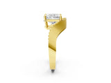 Yellow gold Radiant Solitaire Diamond Engagement Ring with Pave Band and Four-Prong Setting 3
