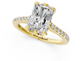 Yellow gold Radiant Solitaire Diamond Engagement Ring with Pave Band and Six-Prong Setting_49