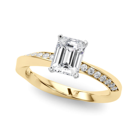 Yellow gold Radiant Solitaire Diamond Engagement Ring with Side Stone Accents and Four-Prong Setting 2