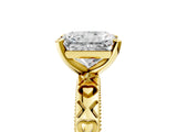 Yellow gold Radiant Solitaire Diamond Engagement Ring with XO Engraved Band and Four-Prong Setting 5