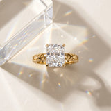 Yellow gold Radiant Solitaire Diamond Engagement Ring with XO Engraved Band and Four-Prong Setting_15
