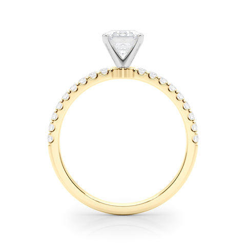 Yellow gold Radiant Solitaire Diamond Pavé Band with Four-Prong Setting 1