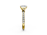 Yellow gold Radiant Solitaire Diamond Pavé Band with Four-Prong Setting_63