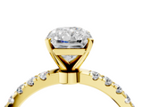 Yellow gold Radiant Solitaire Diamond Pavé Band with Four-Prong Setting_65
