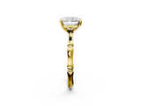 Yellow gold Radiant Solitaire Diamond Ring with Bamboo Band and Four-Prong Setting_58