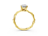 Yellow gold Radiant Solitaire Diamond Ring with Bamboo Band and Four-Prong Setting_59