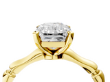 Yellow gold Radiant Solitaire Diamond Ring with Bamboo Band and Four-Prong Setting_60