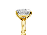Yellow gold Radiant Solitaire Diamond Ring with Bamboo Band and Four-Prong Setting_61
