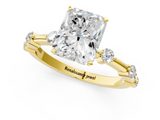 Yellow gold Radiant Solitaire Diamond Ring with Bezel Set Side Stones and Prong Setting_18