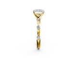 Yellow gold Radiant Solitaire Diamond Ring with Bezel Set Side Stones and Prong Setting_19