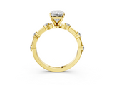 Yellow gold Radiant Solitaire Diamond Ring with Bezel Set Side Stones and Prong Setting_20