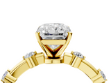 Yellow gold Radiant Solitaire Diamond Ring with Bezel Set Side Stones and Prong Setting_21