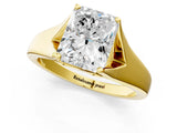Yellow gold Radiant Solitaire Diamond Ring with Cathedral Band and Four-Prong Setting_67