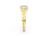 Yellow gold Radiant Solitaire Diamond Ring with Cathedral Band and Four-Prong Setting_68