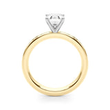 18K Yellow Gold 2.50 Carat E VVS2 Emerald Solitaire Diamond Ring with Channel-Set Baguette Band and Four-Prong Setting
