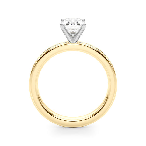 Yellow gold Radiant Solitaire Diamond Ring with Channel-Set Baguette Band and Four-Prong Setting 1