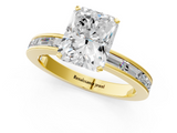 Yellow gold Radiant Solitaire Diamond Ring with Channel-Set Baguette Band and Four-Prong Setting_107