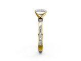 Yellow gold Radiant Solitaire Diamond Ring with Channel-Set Baguette Band and Four-Prong Setting_108