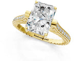 Yellow gold Radiant Solitaire Diamond Ring with Channel Set Band and Bezel Prong Setting_57
