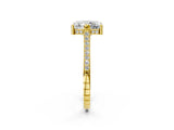 Yellow gold Radiant Solitaire Diamond Ring with Channel Set Band and Bezel Prong Setting_58