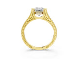 Yellow gold Radiant Solitaire Diamond Ring with Channel Set Band and Bezel Prong Setting_59