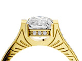 Yellow gold Radiant Solitaire Diamond Ring with Channel Set Band and Bezel Prong Setting_60