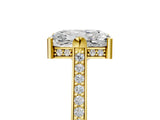 Yellow gold Radiant Solitaire Diamond Ring with Channel Set Band and Bezel Prong Setting_61