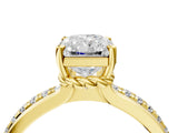 Yellow gold Radiant Solitaire Diamond Ring with Channel Set Band and Six-Prong Setting_52
