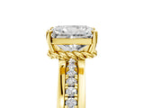 Yellow gold Radiant Solitaire Diamond Ring with Channel Set Band and Six-Prong Setting_53