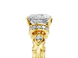 Yellow gold Radiant Solitaire Diamond Ring with Filigree Band and Four-Prong Setting_55