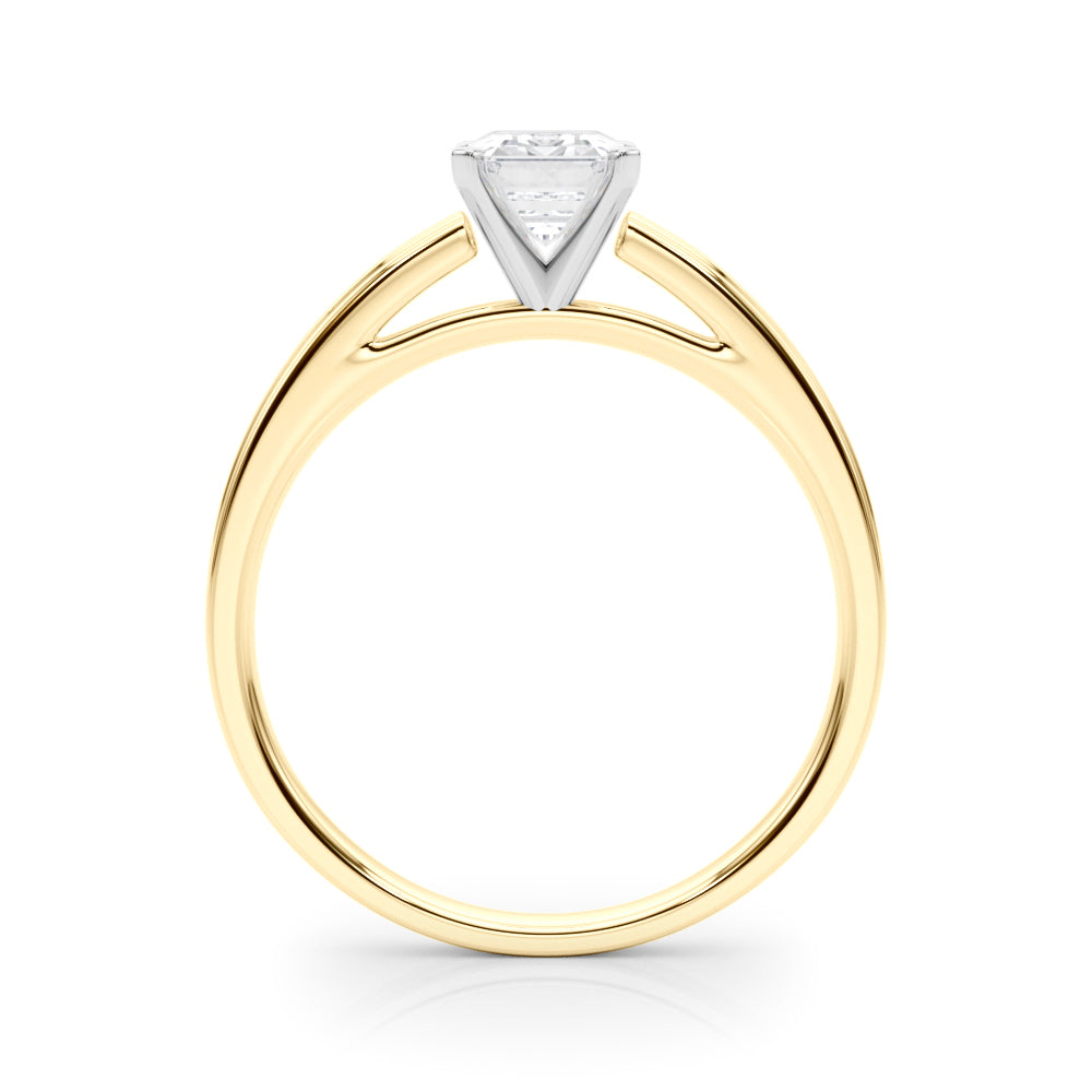 Yellow gold Radiant Solitaire Diamond Ring with Four-Prong Setting and Classic Band 1