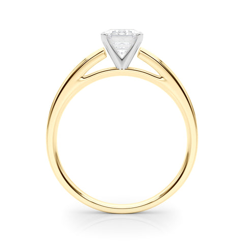 Yellow gold Radiant Solitaire Diamond Ring with Four-Prong Setting and Classic Band 1