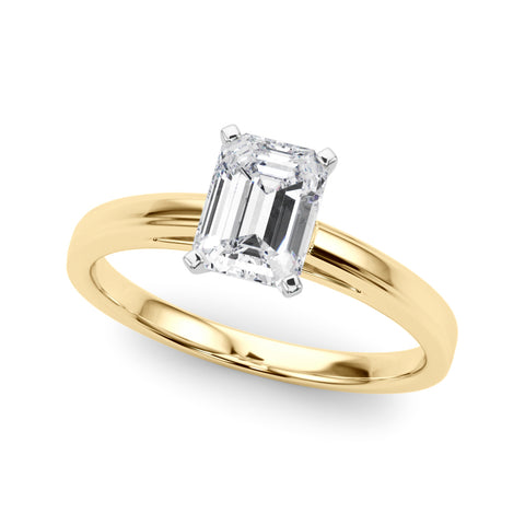 Yellow gold Radiant Solitaire Diamond Ring with Four-Prong Setting and Classic Band 2