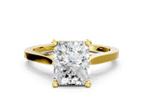 Yellow gold Radiant Solitaire Diamond Ring with Four-Prong Setting and Tapered Band 1