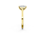 Yellow gold Radiant Solitaire Diamond Ring with Four-Prong Setting and Tapered Band 3