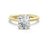 Yellow gold Radiant Solitaire Diamond Ring with Four-Prong Setting on a Plain Band_19