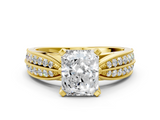 Yellow gold Radiant Solitaire Diamond Ring with Milgrain Pavé Band and Four-Prong Setting_37